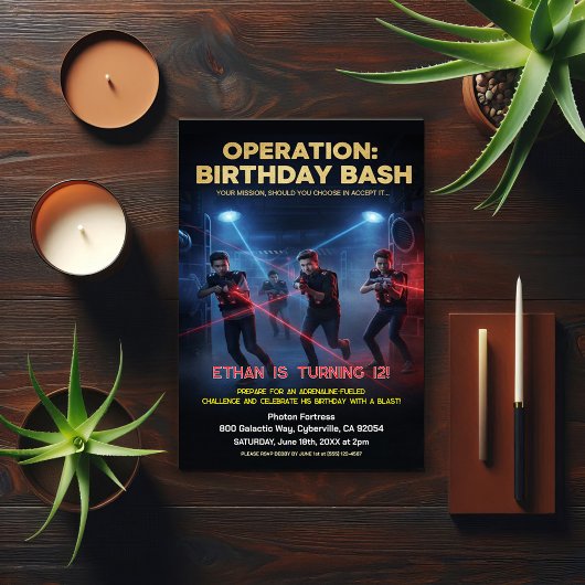 Operation Birthday Bash Laser Tag 招待状