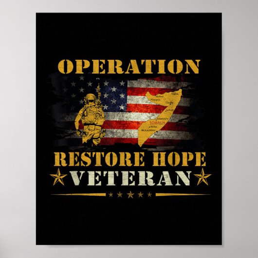 Operation Restore Hope退役軍人ソマリアヴィンテージGif ポスター (正面)