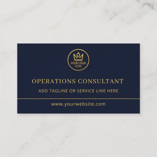 Operations Consultant Blue Gold Logo QR Code 名刺 (正面)
