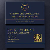 Operations Consultant Blue Gold Logo QR Code 名刺