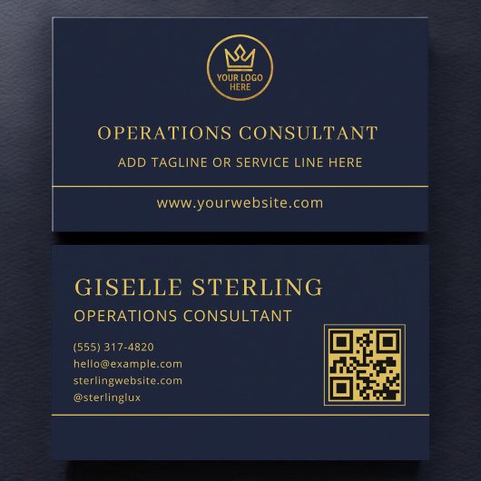 Operations Consultant Blue Gold Logo QR Code 名刺