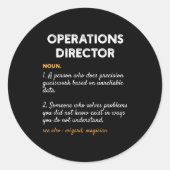 Operations Director Profession Funny Dictionary De ラウンドシール (正面)