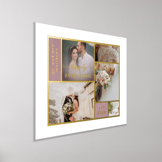 Opheliaの写真のコラージュの後結婚に幸せに 箔ポスター (レイダウン)