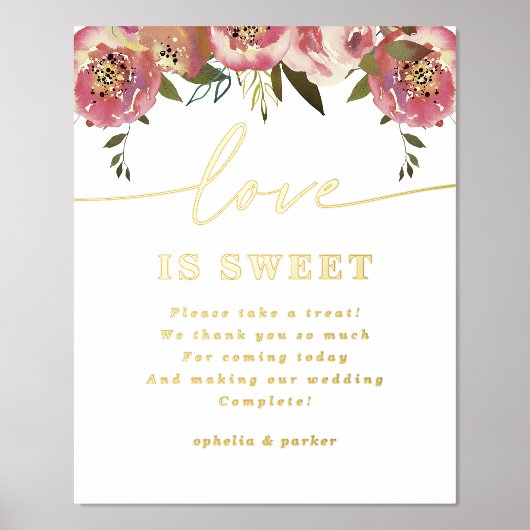 Ophelia愛エレガントは甘いホイル実在の兆候 箔ポスター (正面)