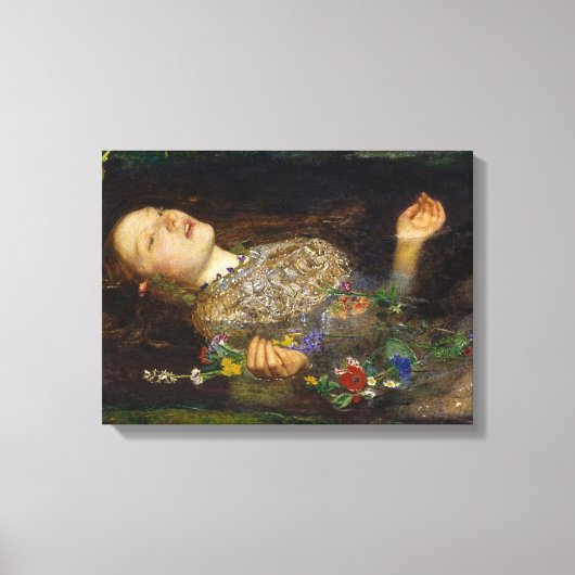 Ophelia'絵画By John Everett Millais キャンバスプリント (正面)