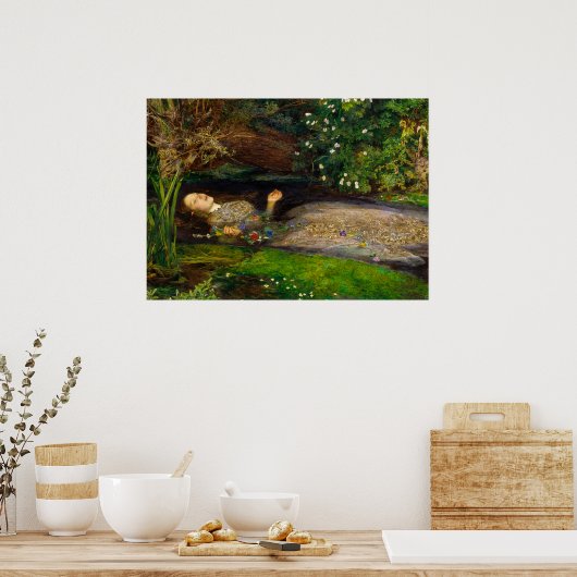 Ophelia, 1851 by John Everett Millais ポスター (キッチン)