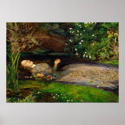 Ophelia, 1851 by John Everett Millais ポスター (正面)