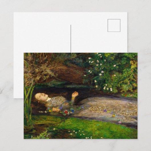 Ophelia, 1851 by John Everett Millais ポストカード (正面/裏面)