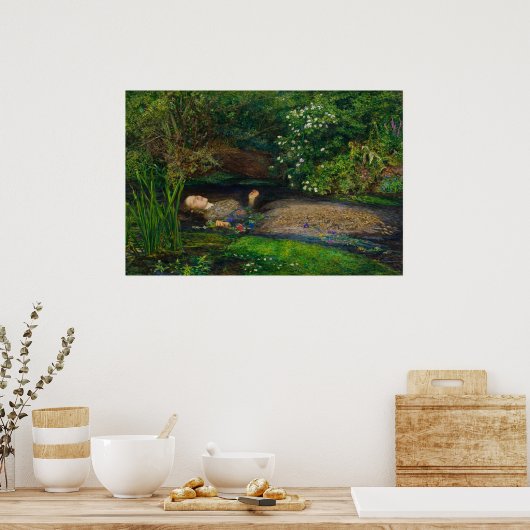 Ophelia by John Everett Millais ポスター (キッチン)