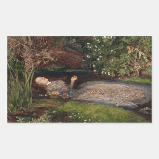 Ophelia by John Everett Millais 長方形シール (正面)