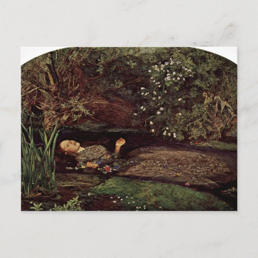 Ophelia By Millais, John Everett (最高のQuality) ポストカード (正面)
