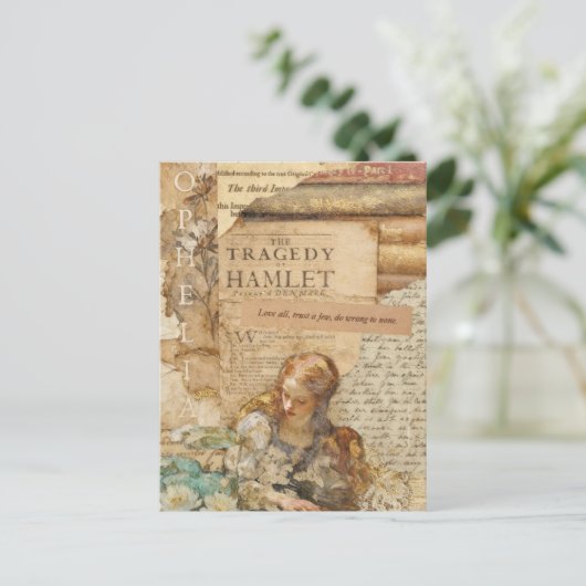 Ophelia Mixed Media Collage ポストカード (スタンド正面)