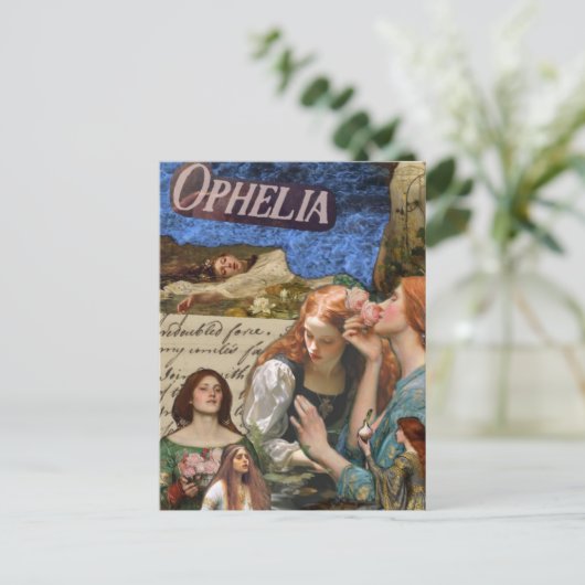 Ophelia Mixed Media Collage ポストカード (スタンド正面)