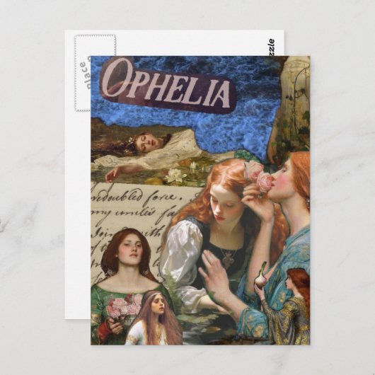 Ophelia Mixed Media Collage ポストカード (正面/裏面)