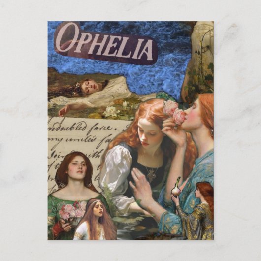 Ophelia Mixed Media Collage ポストカード (正面)
