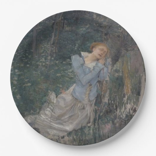 Ophelia (Weeping Woman) (by Jules Bastien-Lepage) ペーパープレート (正面)