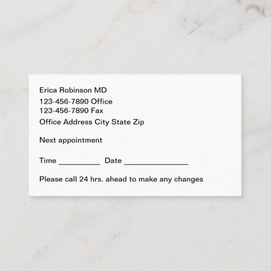 Ophthalmologist Vision Care Appointment Cards 名刺 (裏面)