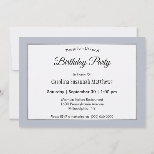 Opossumフォト誕生日 招待状 (裏面)