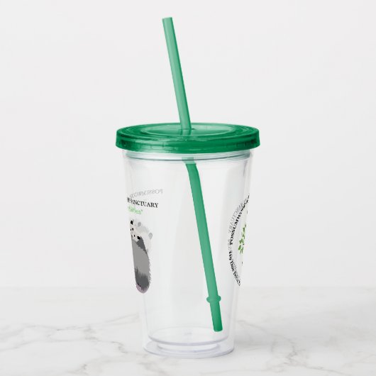 Opossumママ及び家族の再使用可能なコップおよびわら アクリルタンブラー (左)