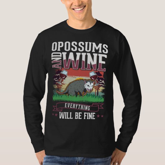 Opossum And Wine Trash Cat Possum Opossum Tシャツ (正面)