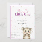 Opossum Baby Shower • Girl Invitation セーブザデート (正面)