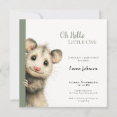 Opossum Baby Shower Invitation セーブザデート (正面)