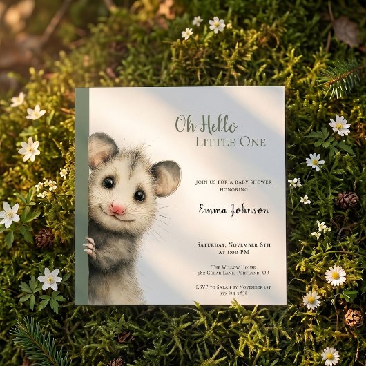 Opossum Baby Shower Invitation セーブザデート