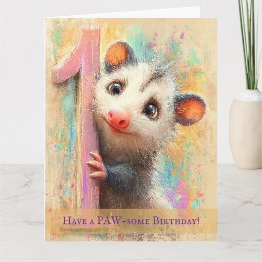 Opossum Birthday Card カード (正面)