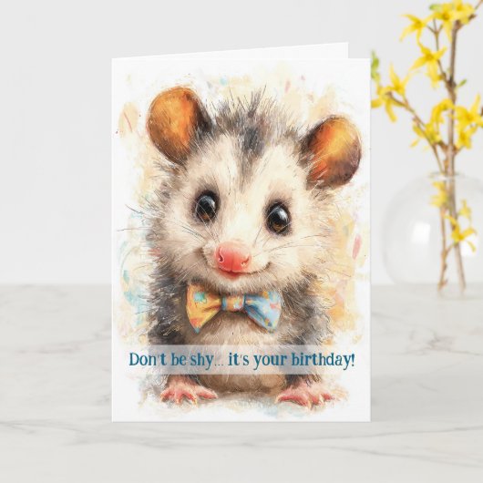 Opossum Birthday Card カード (黄色い花)