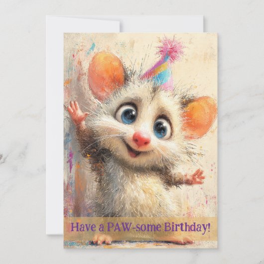 Opossum Birthday Card カード (正面)