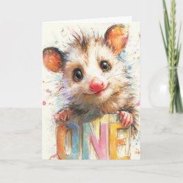 Opossum Birthday Card カード