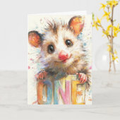 Opossum Birthday Card カード (黄色い花)