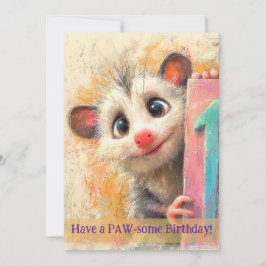 Opossum Birthday Card カード