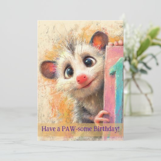 Opossum Birthday Card カード (スタンド正面)