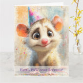Opossum Birthday Card カード (黄色い花)