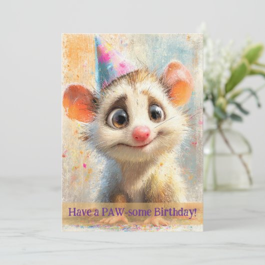 Opossum Birthday Card カード (スタンド正面)
