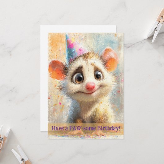 Opossum Birthday Card カード (正面/裏面インサイチュ)