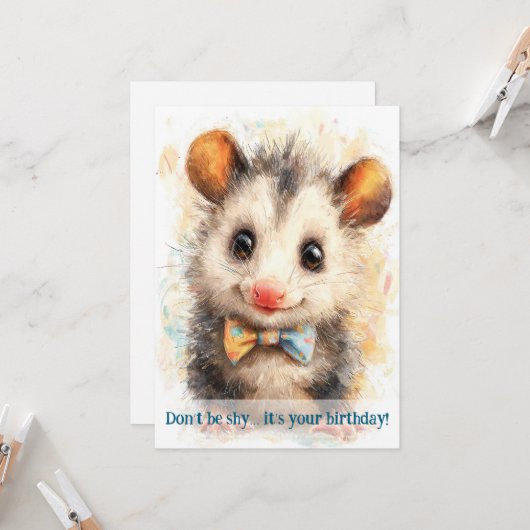 Opossum Birthday Card カード (正面/裏面インサイチュ)