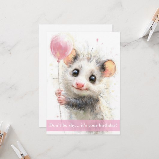 Opossum Birthday Card カード (正面/裏面インサイチュ)