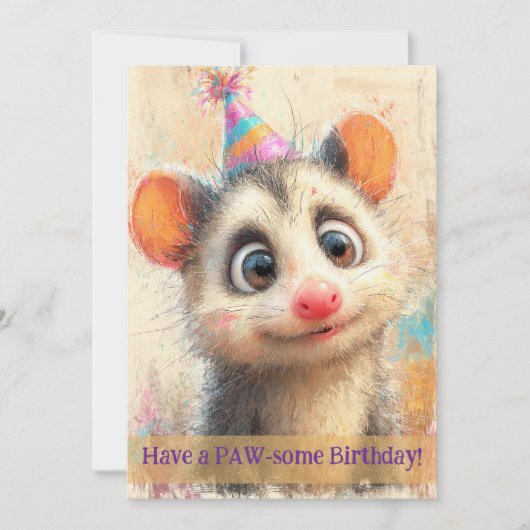 Opossum Birthday Card カード (正面)