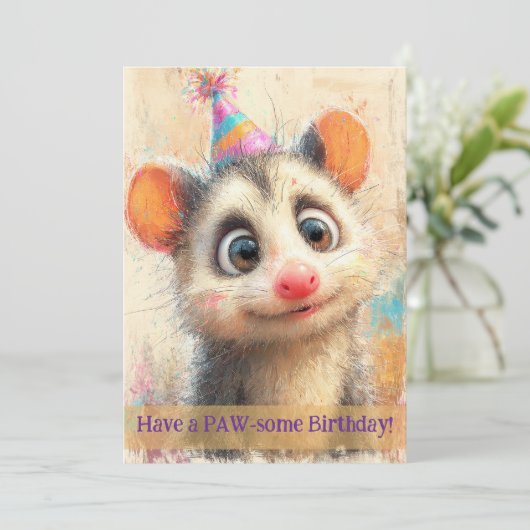 Opossum Birthday Card カード (スタンド正面)