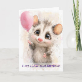 Opossum Birthday Card カード