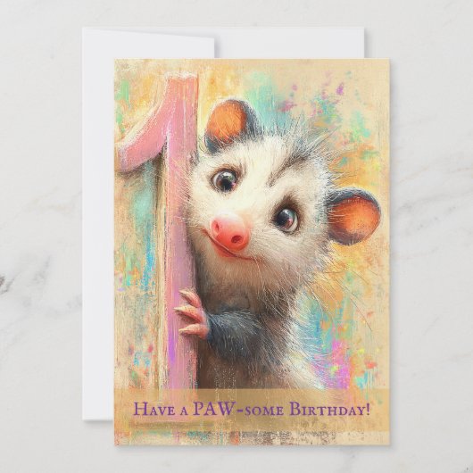 Opossum Birthday Card カード (正面)