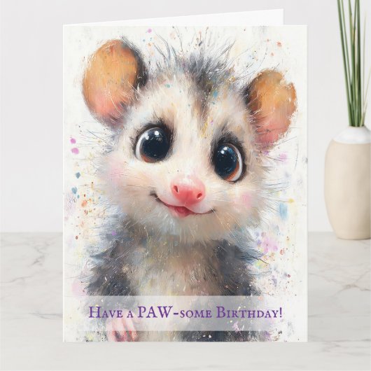 Opossum Birthday Card カード (正面)
