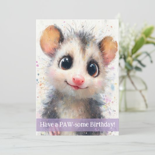 Opossum Birthday Card カード (スタンド正面)