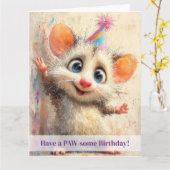 Opossum Birthday Card カード (黄色い花)