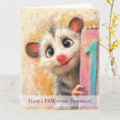 Opossum Birthday Card カード (黄色い花)