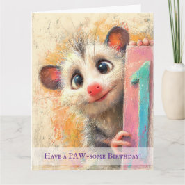 Opossum Birthday Card カード