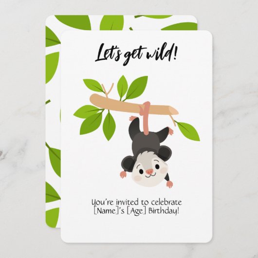 Opossum Birthday Invitation 招待状 (正面/裏面)