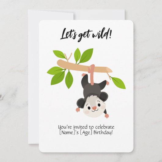 Opossum Birthday Invitation 招待状 (正面)